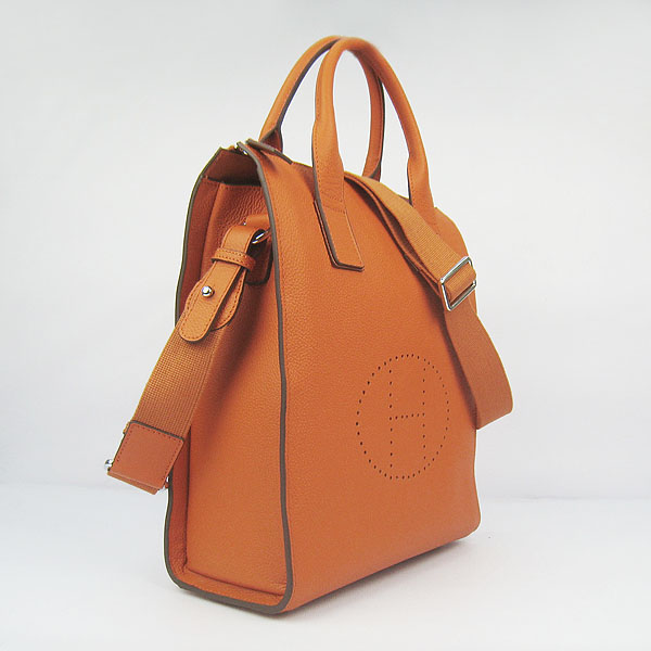 Best Hermes Togo Leather Handbag Orange 8076